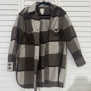 Plaid Oversized Shirt Jacket H&M